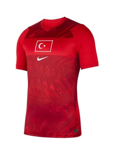 Image of Nike Boy's Turkey Dri-Fit Short Sleeve Stadium Home Fan-Jersey, White/Sport Red, 8/10 Years
