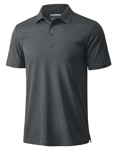 Image of MAGCOMSEN Polo Shirts for Men Adult Short Sleeve Breathable Quick Dry Polo Shirts Wicking Lightweight Polyester Golf Tops,Dark Grey,2XL