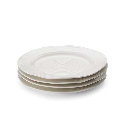 Image of Portmeirion x Sophie Conran Set of 4 Side Plates - Porcelain White Plate, Microwave, Freezer, Dishwasher & Oven Safe, Suitable for Everyday Dining
