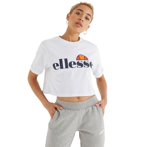 Image of ellesse Women's Alberta Cropped Tee T Shirt, White, 6 UK