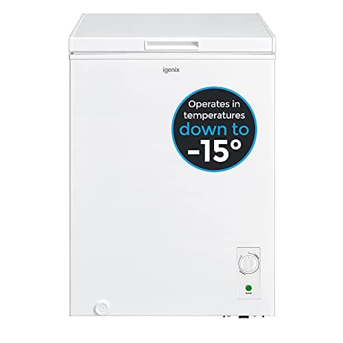Image of Igenix IG100 Freestanding Chest Freezer, 99 Litre Capacity with Freezer Basket, Suitable for Outbuildings and Garages, White