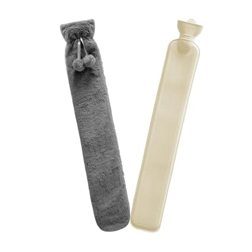 Image of Hot Water Bottle Jsdoin Extra Long Lilac Hot Water Bottle with Super Soft Fleece Cosy Cover Large Hand Feet Warmer, Neck and Shoulder Pain Relief
