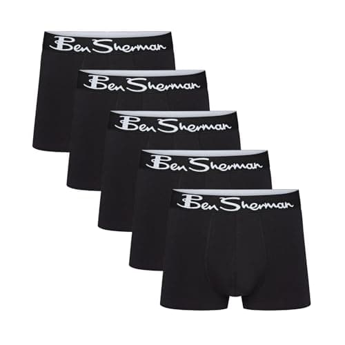Image of Ben Sherman Mens Poderick 5 Pack Boxer Shorts Trunks Black XL