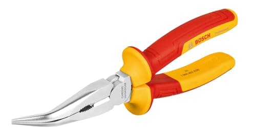 Image of Bosch Professional VDE Long Nose Pliers Bent 40° – 200 mm (Certified up to 1,000 V, Insulated with Thermoplastic Polyurethanes (TPU))