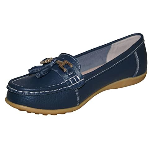 Image of Boulevard Womens/Ladies Action Leather Tassle Loafers (6 UK) (Navy)