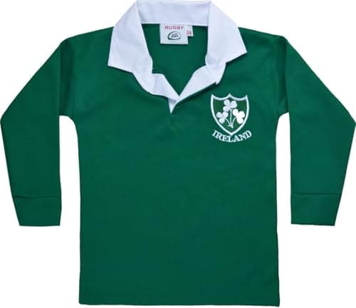 Image of New Model UK Ireland Irish Rugby Shirts Full Sleeve Exclusive Babies Kids Childrens Size 1 Year to 13 Year Green (5 to 6 Years)