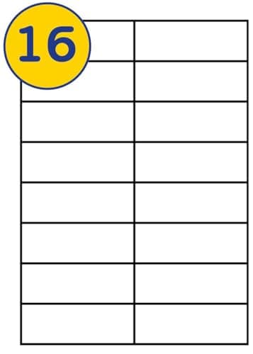 Image of LABELS4U 100 Sheets A4, 16 Labels per Sheet, Size 105 x 37mm (1600 Labels)