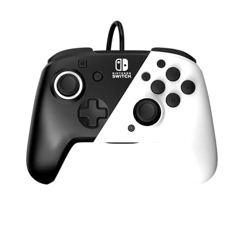 Image of PDP Gaming Faceoff Deluxe+ Wired Switch Pro Controller - Black and white - Officially Licensed by Nintendo - Customizable buttons and paddles - Ergonomic Controllers
