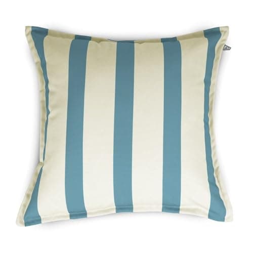 Image of rucomfy Beanbags Indoor/Outdoor Striped Cushion with Fibre Filling - Accessories for Home and Garden, Decor Scatter Pillow - Pre Filled, Water Resistant (45x45cm, Seafoam Blue)