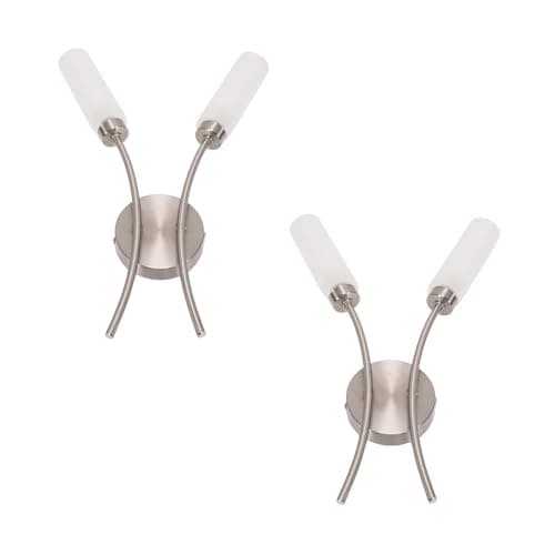 Image of ValueLights | 2 Way Curved Brushed Chrome Wall Light Fitting | Wall Lamps & Sconces, Home Décor & Improvement Essential | Mains Wired