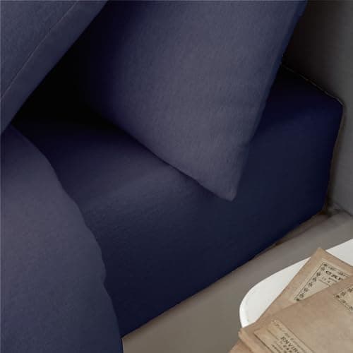 Image of Catherine Lansfield Brushed Cotton King Fitted Sheet Navy Blue