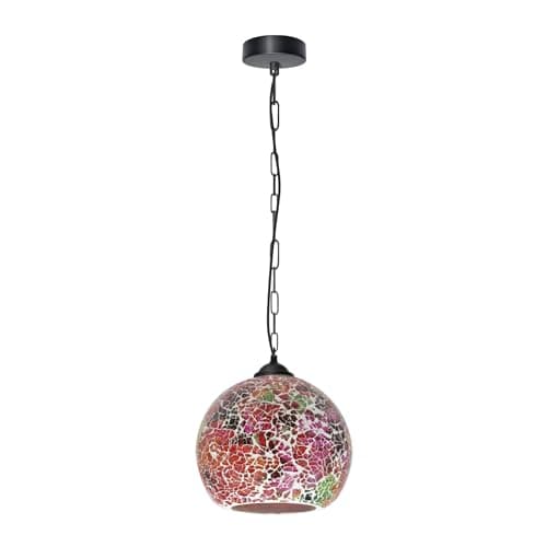 Image of LEDSone Vintage Mosaic Glass Crackle Globe Ceiling Hanging Pendant Light Mosaic Lighting Handcrafted (Shade Style 4, Without Bulb)