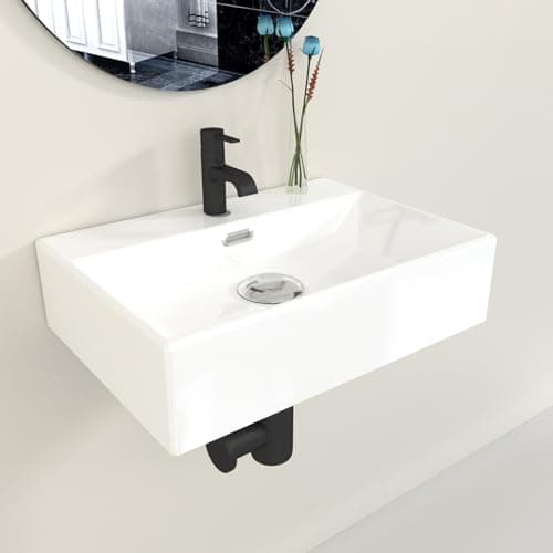 Image of Plumbsys Bathroom Wall Hung Sink Counter Top Ceramic Cloakroom Wash Basin Sink