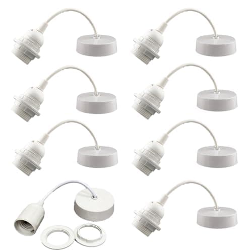 Image of WK Electrical - Edison E27 Ceiling Pendant Light Fitting Ceiling Lights with Clear Base (Pack of 8) (6" inch)