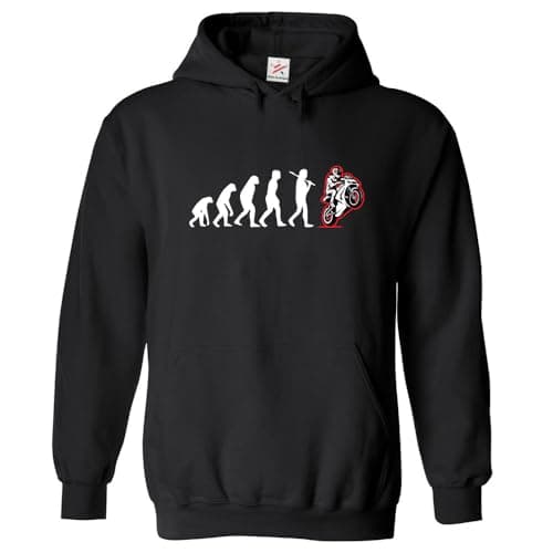 Image of Stars and Stripes Biker Evolution Motorbike Rider Pullover Hoodie Unisex Adult Hooded Sweatshirt (L, Black)