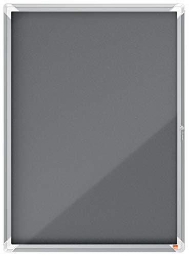 Image of Nobo Felt Lockable Notice Board 9 x A4, Premium Plus, Grey, 1915330