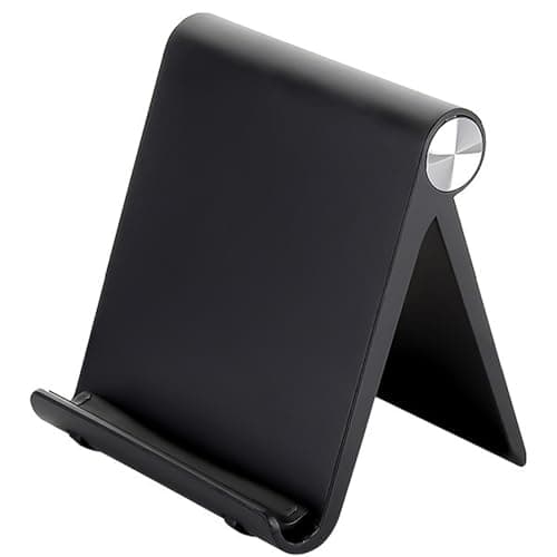 Image of Tablet Stand, Foldable Holder For Desk, Black, Portable Monitor Stand, Adjustable Angle For Video Calls, Mobile Gaming, Reading, Eating, Watching Tv Dramas, And So On
