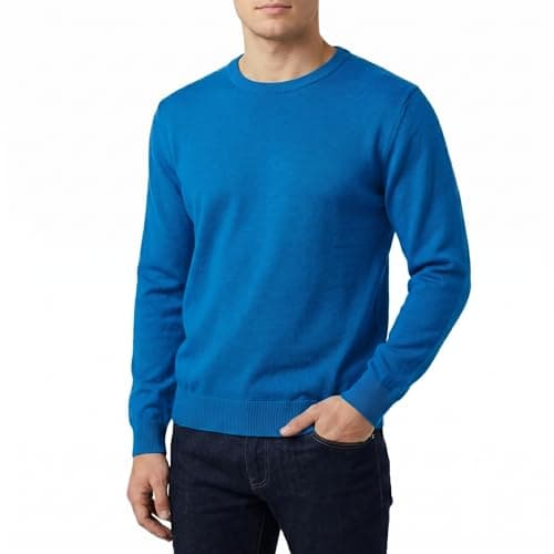Image of Castle Point Men’s 100% Cotton Knitted Jumper Lightweight Crew Neck V-Neck Pullover Sweater Classic Everyday Casual Knitwear (Peacock, XXL)
