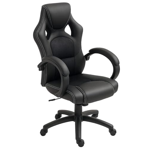 Image of Vinsetto Gaming Chair Faux Leather Swivel Computer Racing Gamer Desk Chair for Home Office with Wheels, Black