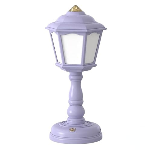 Image of anso Retro LED Desk Lamp USB Charging Table Lamp Bedside Room Mini Light 3-Colors Dimmable (Purple)