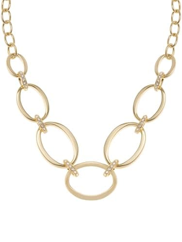 Image of Karen Millen Oversize Chain Necklace For Women (Gold/Crystal)