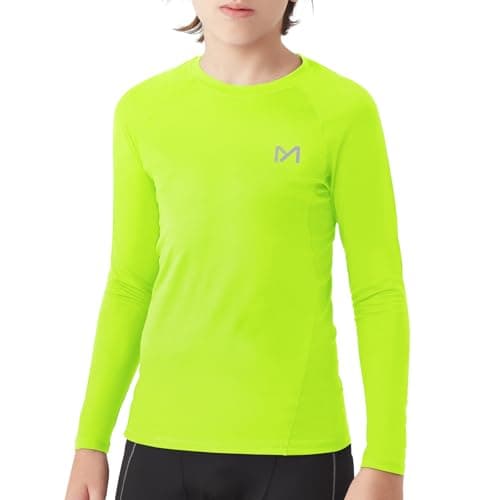 Image of MEETYOO Boy Long Sleeve Compression Shirt, Base Layer Top Kids Junior Youth, Quick Dry Breathable Sports Football Running Tights Yellow