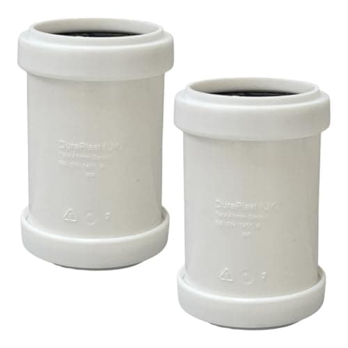Image of Duraplast UK™ Push Fit Waste Pipe Coupling 32mm – White (Pack of 2) | Strong & Durable PVC Connectors | Gloss Ceramic Finish | Tool-Free Waste Pipe Fitting for Bathroom & Kitchen