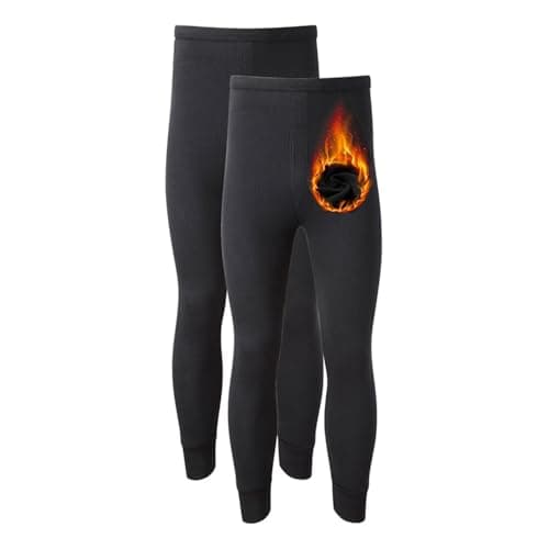 Image of VEARZ Mens Thermal Underwear Long Johns – Adults Warm Baselayer 2 Pack Thermal Trousers Size UK JohnsBlack, L, Pack 2