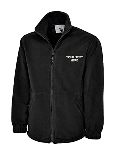 Image of Personalised Embroidered UC604 Your Text Here Micro Fleece Jacket Adult Unisex Top(M, Black)