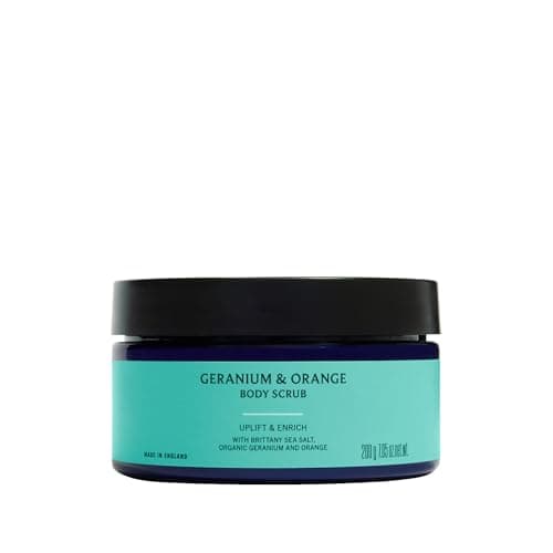 Image of Neal's Yard Remedies Geranium and Orange Body Scrub | Cleanse Dull Skin to Feel Toned & Soft | 200g