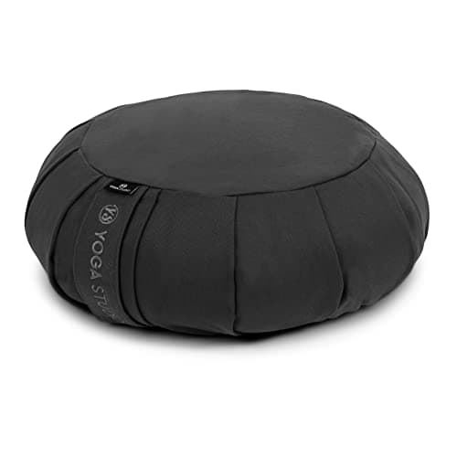 Image of Yoga Studio EU Round Zafu Meditation Cushion | Organic Cotton | Buckwheat Hulls | Removable Washable Cover | Carry Handle - Grey