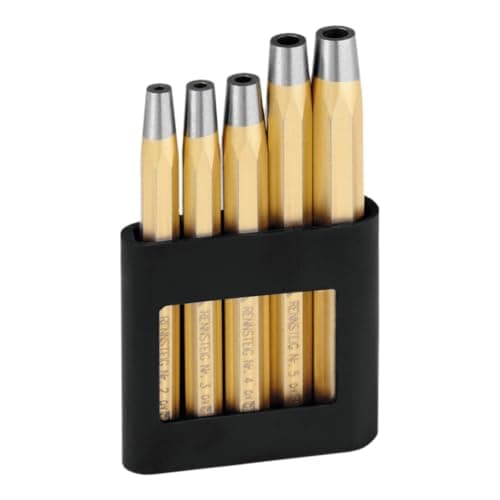 Image of Rennsteig R445 100 0 Octagonal Rivet Setter Set, 0 V, Gold/Silver