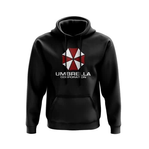 Image of SmartyPants Umbrella Corporation Logo Black Hoodie Pullover - Zombie Dead Thriller Horror Evil Game Gamer Console Adult Teen Unisex Gift Present (Large, Black)