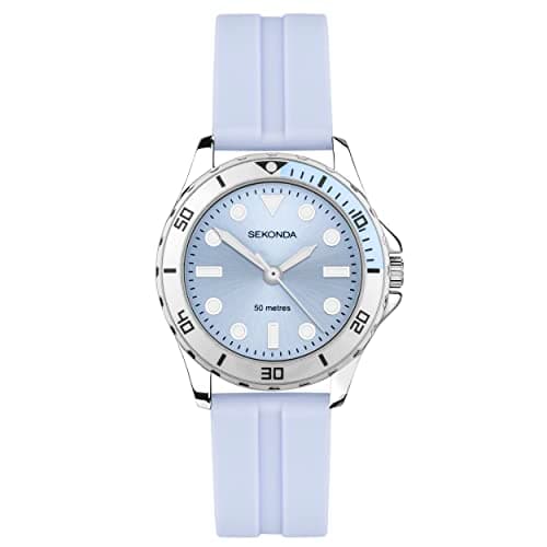 Image of Sekonda Balearic Ladies 33mm Quartz Watch in Blue with Analogue Display, and Blue Rubber Strap 40570