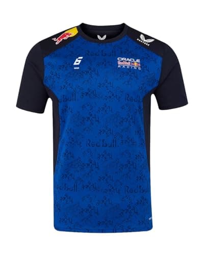 Image of Red Bull Racing F1 Team, Official Castore 2026 Merchandise, Teamwear Isack Hadjar Drivers T-Shirt, Tee, Jersey, Navy Blue and Racing Blue (UK, Alpha, L, Regular, Regular)