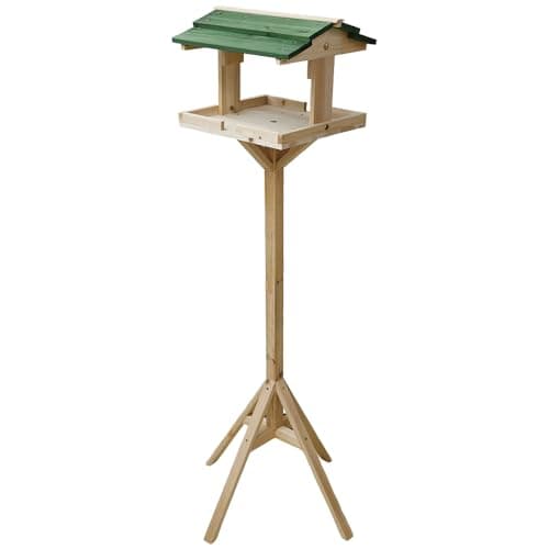 Image of Unibos | Freestanding Wooden Bird Feeding Table – Tall Outdoor Birds Feeder Station For Garden & Patio, Heavy Duty Rustic Wood Bird House For Wild Birds, Sturdy Weatherproof Feeder Stand