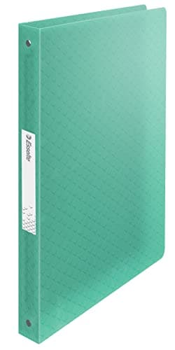 Image of Esselte Ring Binder, 140 Sheet Capacity, 20mm Spine, 4 Ring A4 Folder, Soft Cover File, Home/Office Use, Embossed Pattern, Colour'Breeze Range, Green, 626248