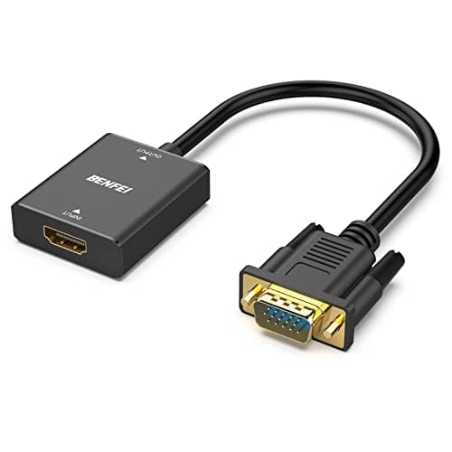 Image of BENFEI HDMI to VGA Adapter, Female HDMI Input to Male VGA Output Adapter with 3.5mm Audio Jack Compatible for TV Stick, Computer, Laptop, Monitor, Projector, Raspberry Pi, Roku, Xbox and More - Black