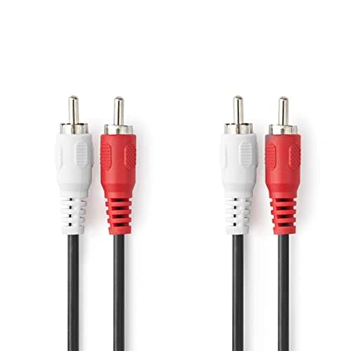 Image of Nedis 3m Premium 2x RCA to 2x Cable Twin Phono Stereo Lead Red and White Amplifier Connection Cord RCA Audio