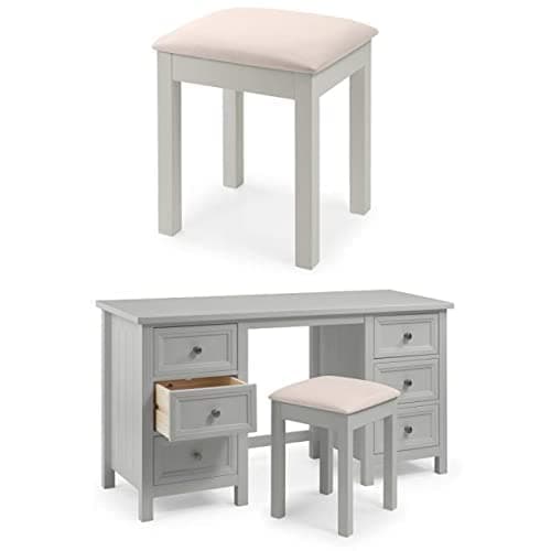 Image of Julian Bowen Maine Dove Grey Twin Pedestal Dressing Table with Stool