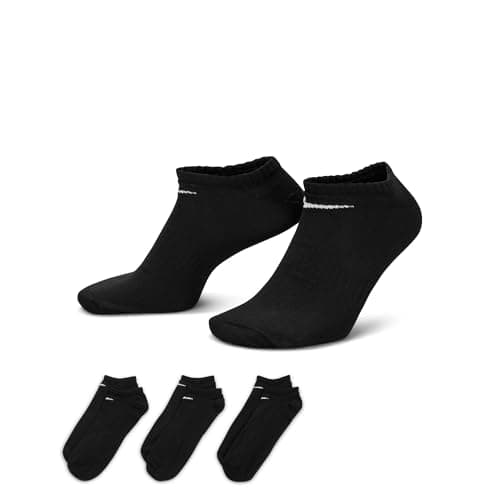 Image of NIKE Men's Everyday Lightweight No show Socks 3 Pairs , Black/White, M UK