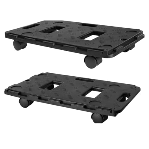 Image of 100Kg Interlocking Heavy-Duty Plastic Dolly Trolley with 360° Swivel Wheels | Anti Slip Surface | Stackable Platform for Moving Boxes, Furniture & Appliances | Ideal for Graden, Garage or DIY (2)