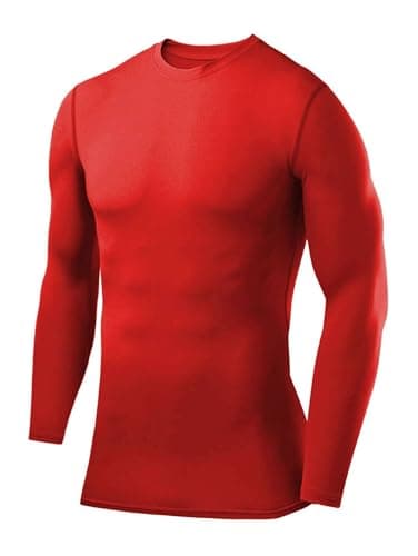 Image of PowerLayer Compression Tops for Men Base Layers Men's Running Top Thermal Shirt - Red, XXL