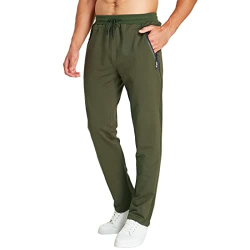 Image of JustSun Tracksuit Bottoms Mens Joggers Slim Fit Jogging Bottoms Sports Trousers Running Gym Sweatpants with Zip Pockets Cotton Green M