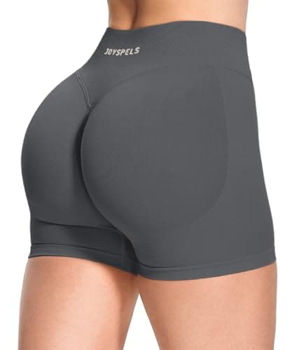 Image of JOYSPELS Seamless Gym Shorts for Women Scrunch Bums Ruched Booty Activewear Running Yoga Workout Sports Cycling Shorts Womens UK Dark Shadow Grey M