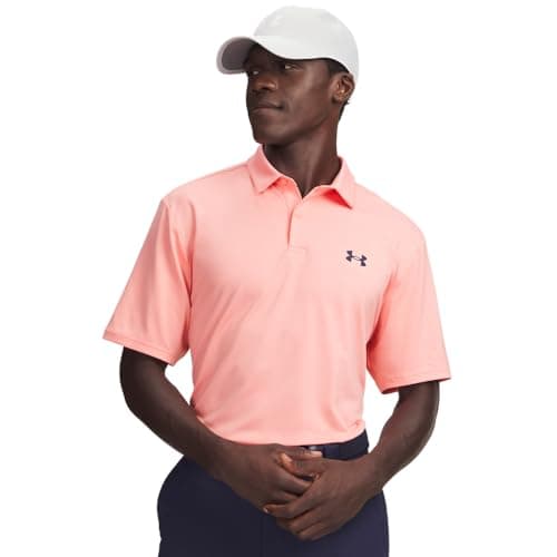 Image of Under Armour Mens Matchplay Polo Short Sleeve Posh Pink/Navy XXL