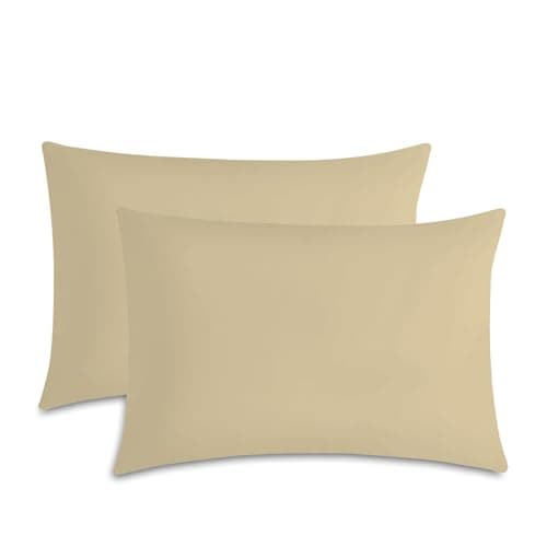 Image of M&J Home Pillowcases 2 Pack Cream 74x48cm - 180 Thread Count Percale - 48% Cotton 52% Polyester - Crisp Breathable Comfort - Easy Care Machine Washable