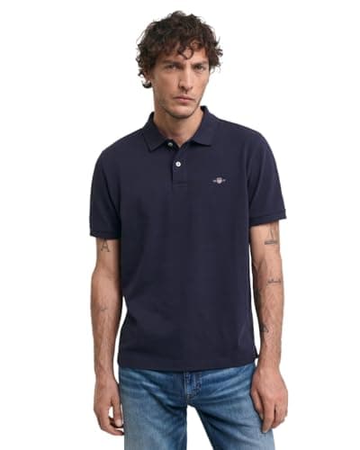 Image of GANT Men's REG EMB Archive Shield Polo Polo Shirt, Evening Blue,