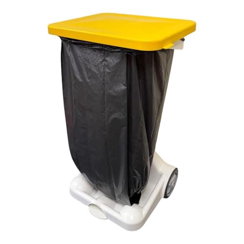 Image of Chabrias Ltd Yellow Lid & Clinical Waste Only Logo, Mobile Free Standing Foot Pedal Bin Bag Garbage Holder, Schools, Office, Medical, School, Waste & Recycling, Hands Free, Waste Sorting