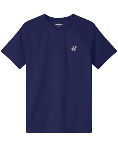 Image of Runhit Rash Vest Kids Short Sleeve, UPF 50+ Sun Protection Boys UV Swim Top, Quick Dry Rash Guard T Shirt for Beach Running Fishing Surfing Outdoor Sport, Navy Blue Age 15-16 Years